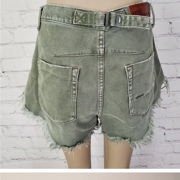 𝅺One Teaspoon Le Wolves Shorts Green Super Khaki 26 - Picture 5 of 6